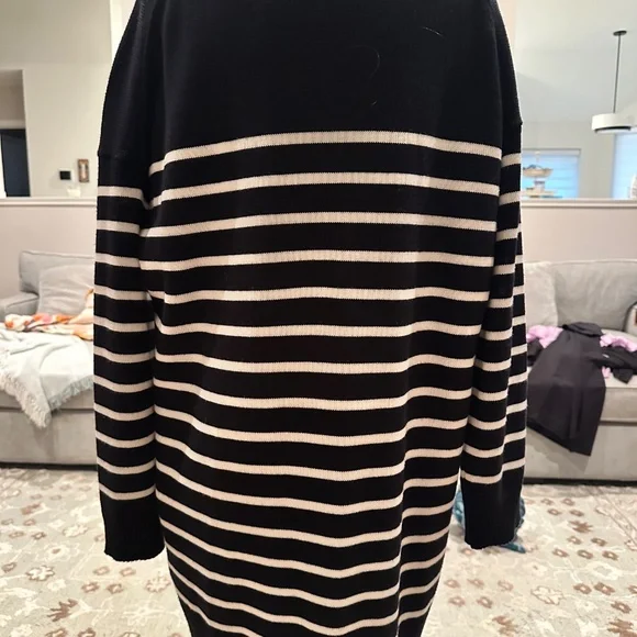 Sezane Evelyn Dress Navy / Ecru - Size M - Picture 5 of 11